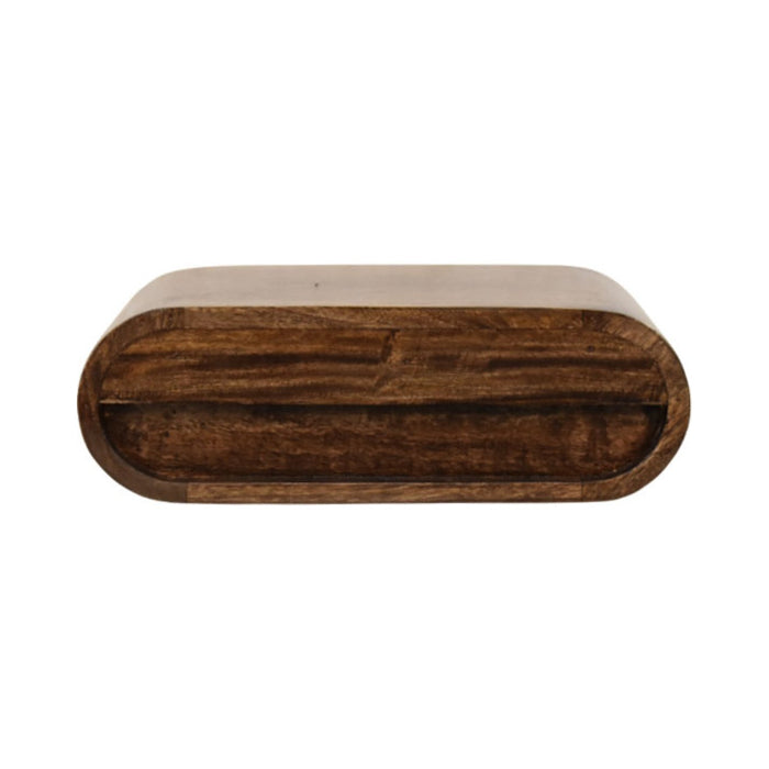 Rounded Wall-Mounted Bedside in Classic Grey - Brown, Wood