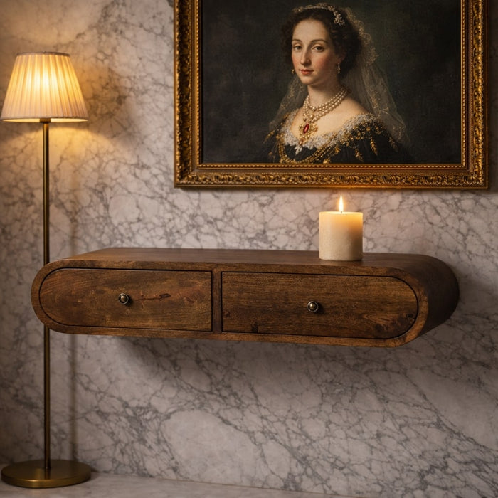 Rounded Wall-Mounted Console with 2 Drawers