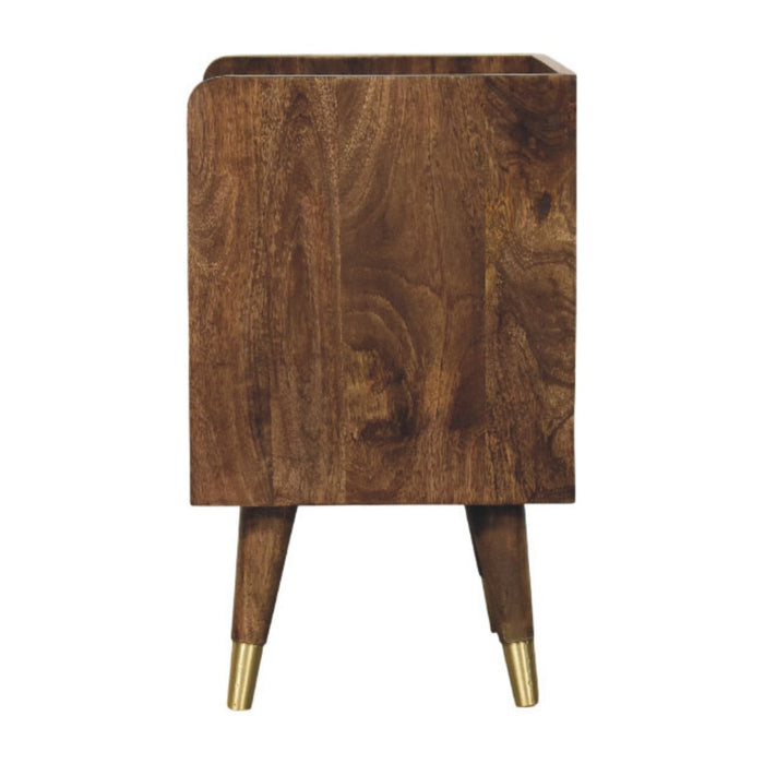 Sunburst Brass Inlay Bedside - Brown, Wood