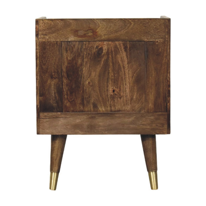 Sunburst Brass Inlay Bedside - Brown, Wood