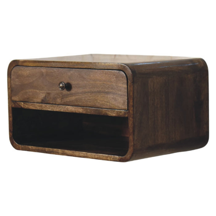 Rounded Edge 1-Drawer Bedside - Brown, Wood