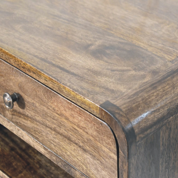 Rounded Edge 1-Drawer Bedside - Brown, Wood