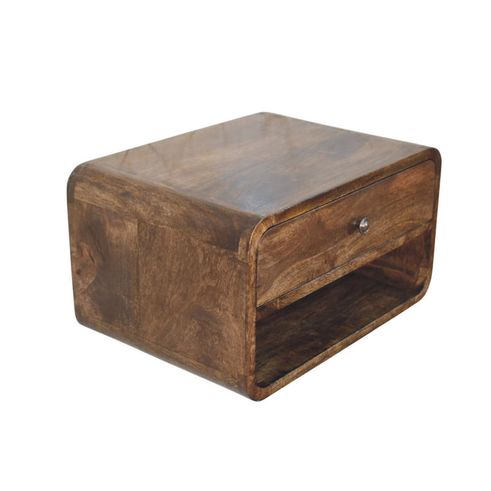 Rounded Edge 1-Drawer Bedside - Brown, Wood