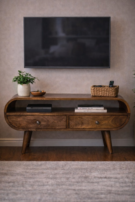 Rounded Edge 2-Drawer Media Unit - Brown, Wood
