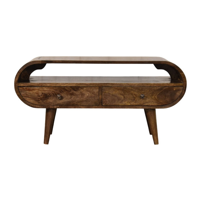 Rounded Edge 2-Drawer Media Unit - Brown, Wood