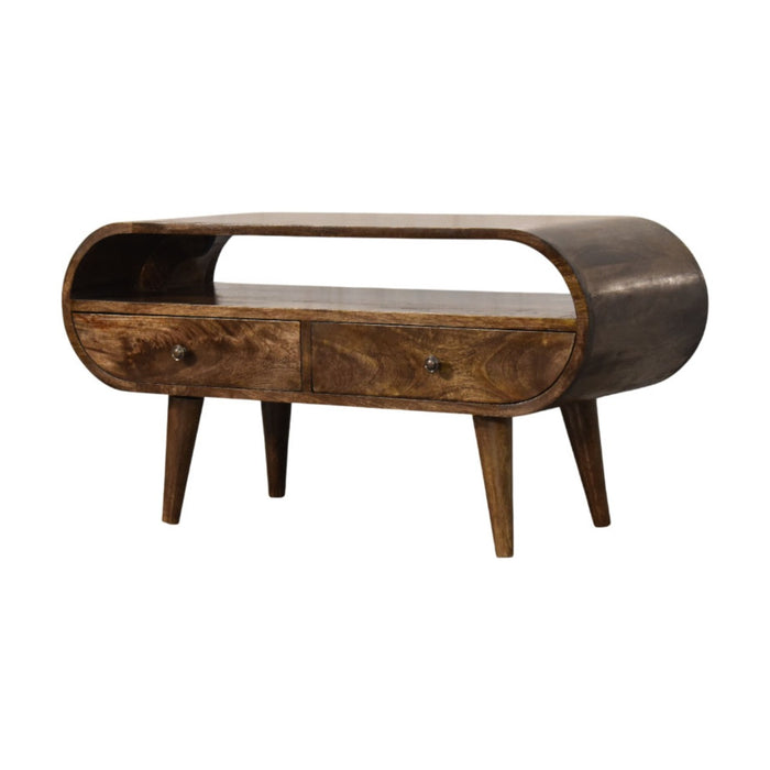Rounded Edge 2-Drawer Media Unit - Brown, Wood