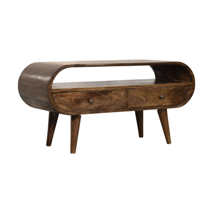 Rounded Edge 2-Drawer Media Unit - Brown, Wood