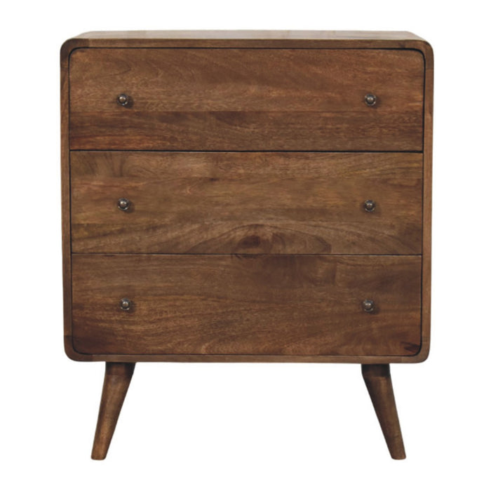 Curve Edge 3 Drawer Chest - Brown, Wood