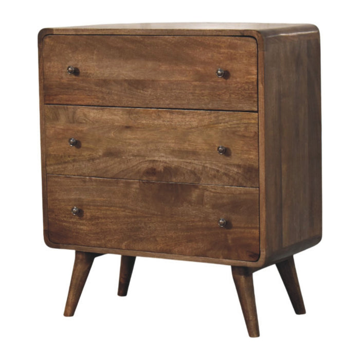 Curve Edge 3 Drawer Chest - Brown, Wood