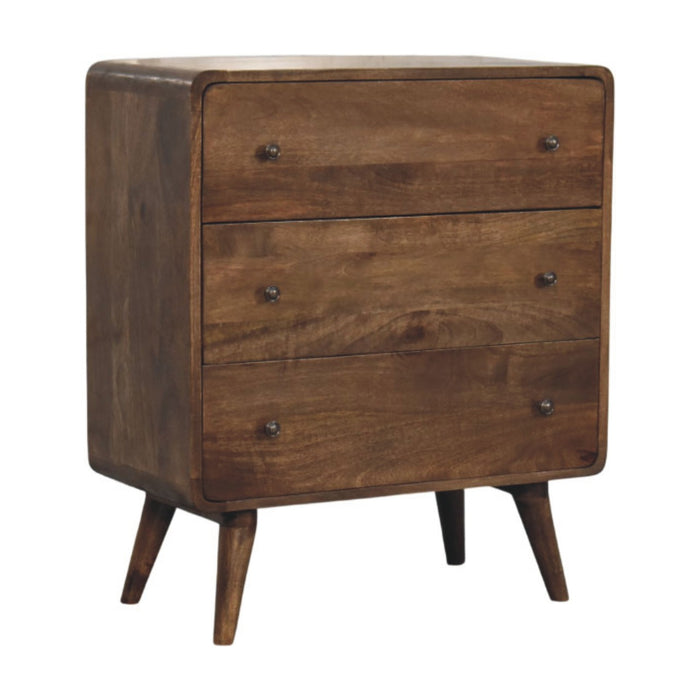 Curve Edge 3 Drawer Chest - Brown, Wood