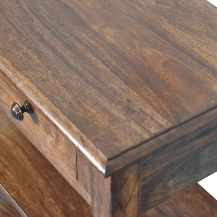 Turned Leg Side Table with Shelves - Brown, Wood