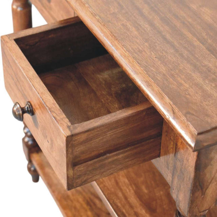 Turned Leg Side Table with Shelves - Brown, Wood