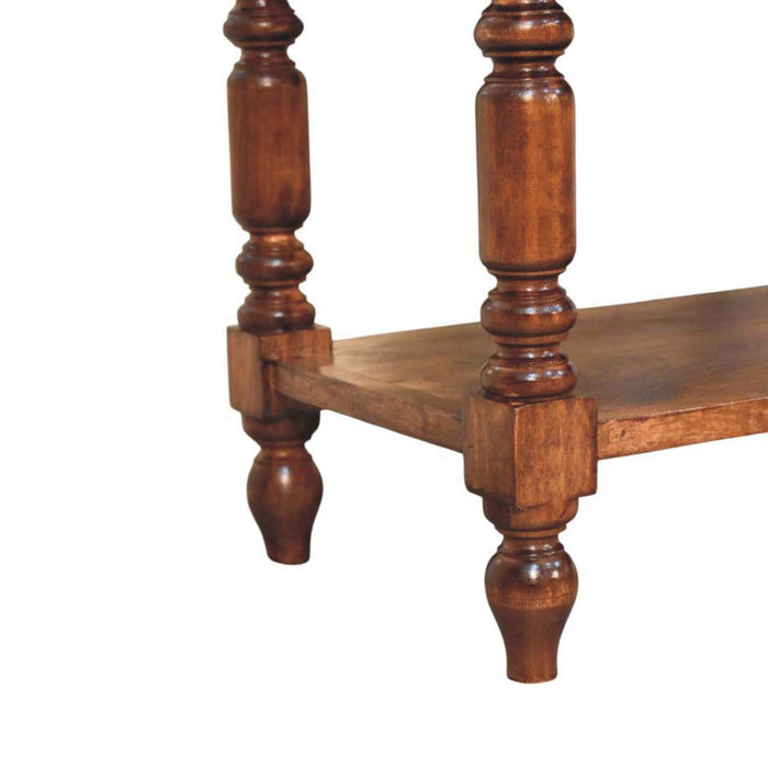 Turned Leg Side Table with Shelves - Brown, Wood