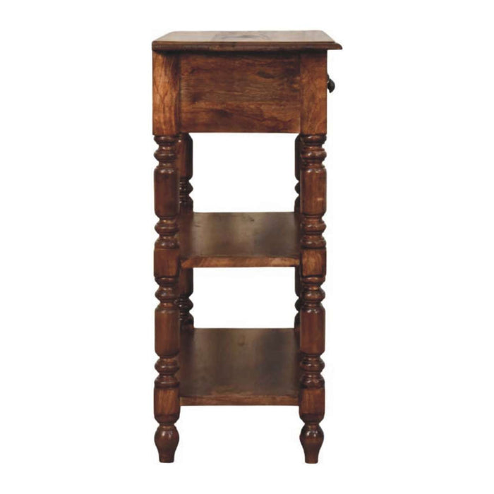 Turned Leg Side Table with Shelves - Brown, Wood