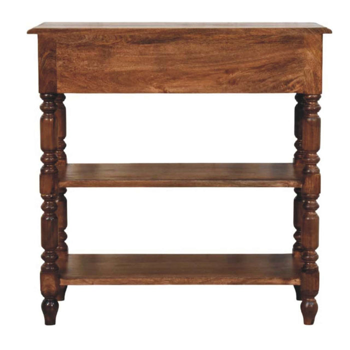 Turned Leg Side Table with Shelves - Brown, Wood