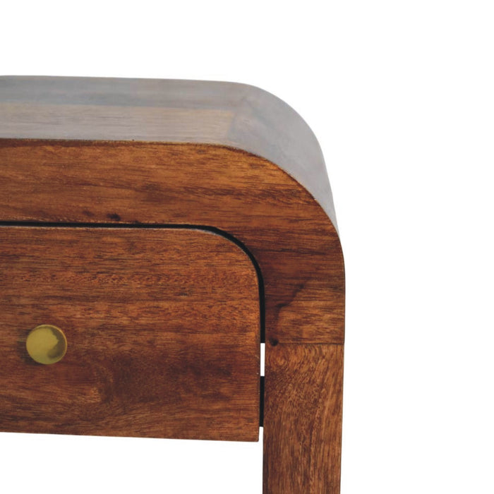 Curved Bedside Table - Brown, Wood