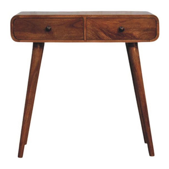 Curved Two Drawer Console Table - Natural, Wood