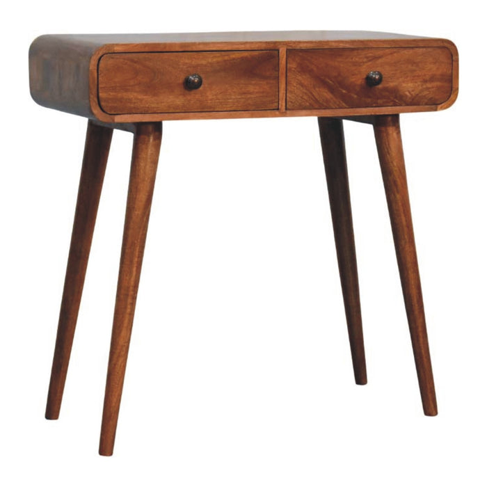 Curved Two Drawer Console Table - Natural, Wood