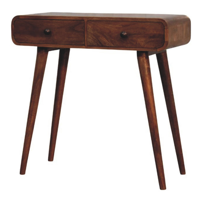 Curved Two Drawer Console Table - Natural, Wood