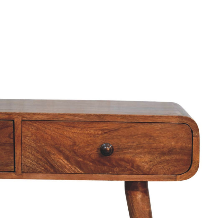 Curved Two Drawer Console Table - Natural, Wood
