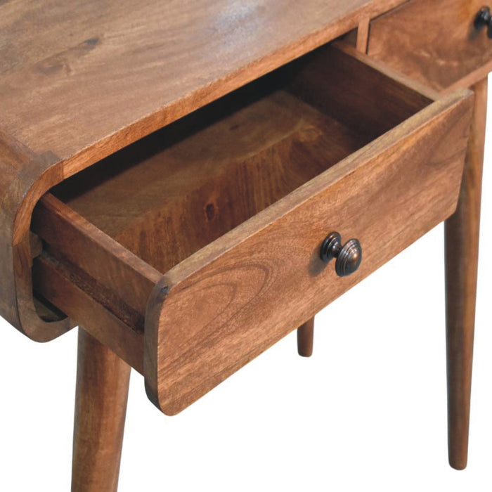 Curved Two Drawer Console Table - Natural, Wood