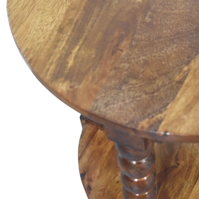 Spindle Heritage Round Side Table - Natural, Wood