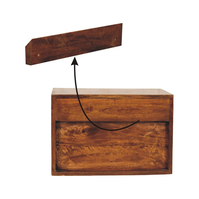 Sunburst Wall-Mounted Bedside - Brown, Wood