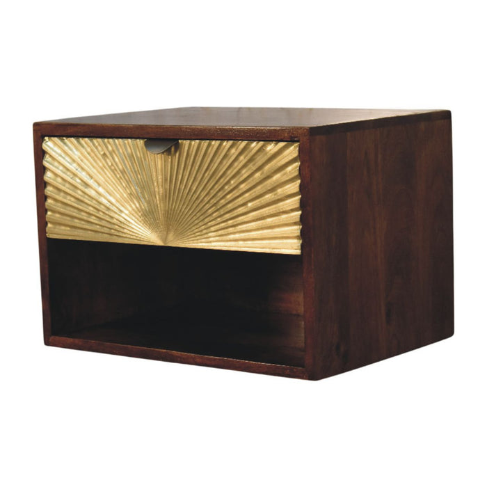Sunburst Wall-Mounted Bedside - Brown, Wood