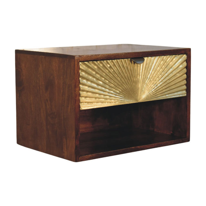 Sunburst Wall-Mounted Bedside - Brown, Wood