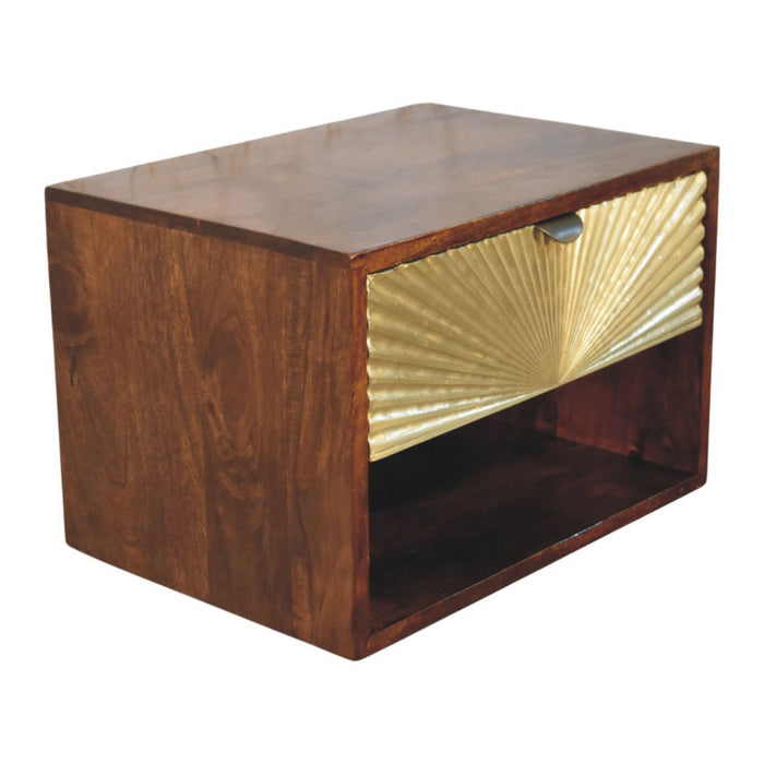 Sunburst Wall-Mounted Bedside - Brown, Wood