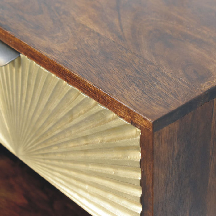 Sunburst Wall-Mounted Bedside - Brown, Wood