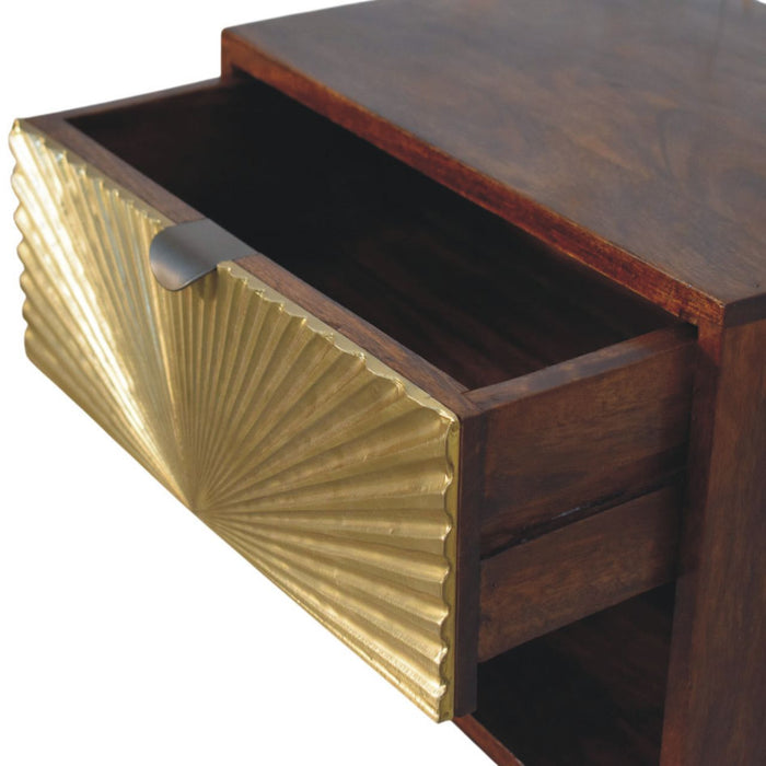 Sunburst Wall-Mounted Bedside - Brown, Wood