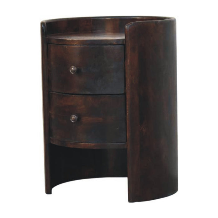 Velvet Mocha Round Side Table - Brown, Wood