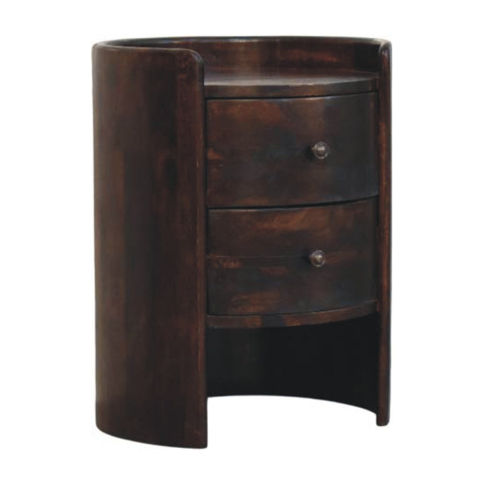 Velvet Mocha Round Side Table - Brown, Wood