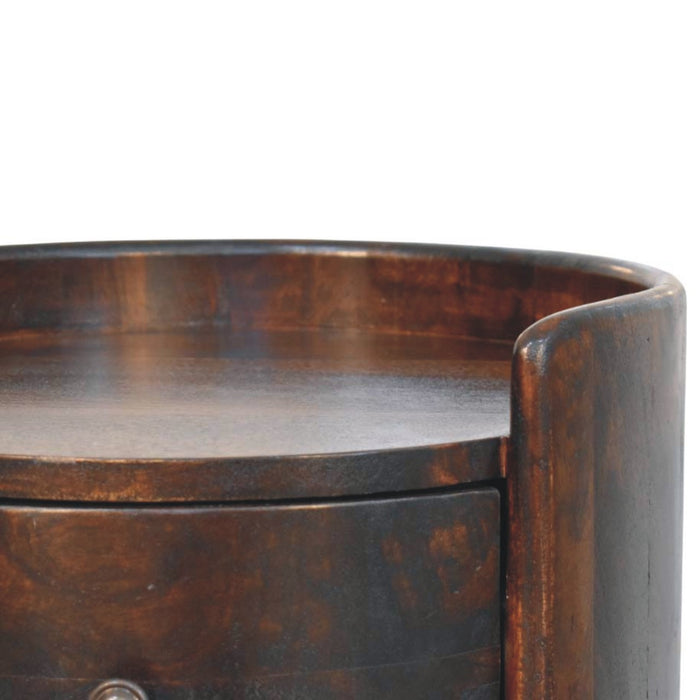Velvet Mocha Round Side Table - Brown, Wood