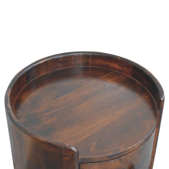 Velvet Mocha Round Side Table - Brown, Wood