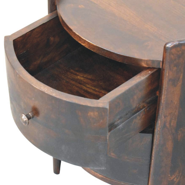Velvet Mocha Round Side Table - Brown, Wood