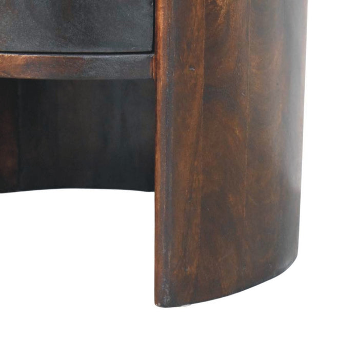 Velvet Mocha Round Side Table - Brown, Wood