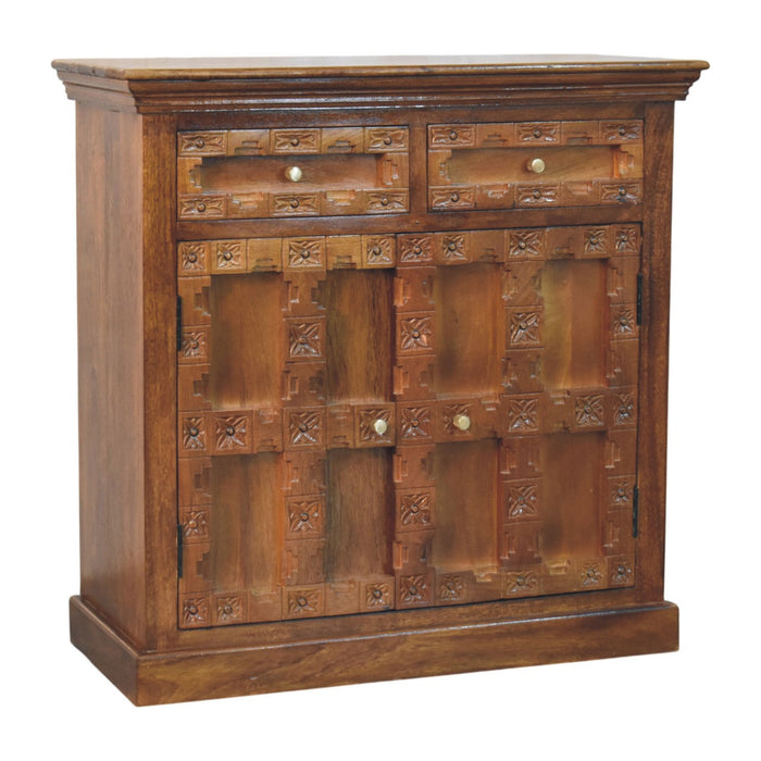 Amber Oak Heritage Carved Cabinet - Natural, Wood