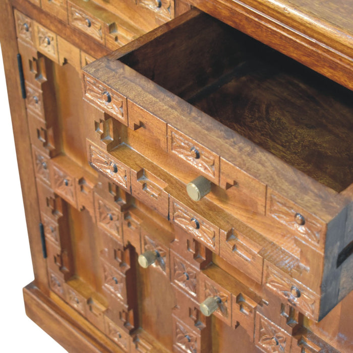 Amber Oak Heritage Carved Cabinet - Natural, Wood
