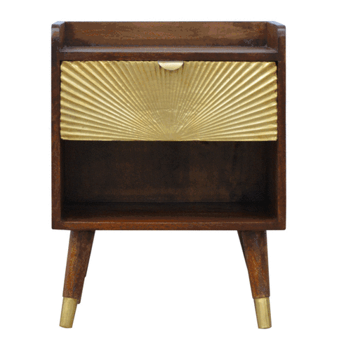 Manila Gold One Drawer Bedside - Brown, Wood
