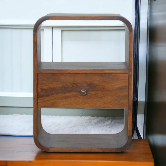 Chestnut Curved Edge Bedside