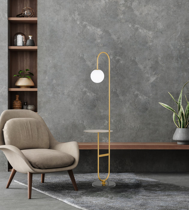 Inez Floor Lamp - Antique Gold, Black, Opal Matt