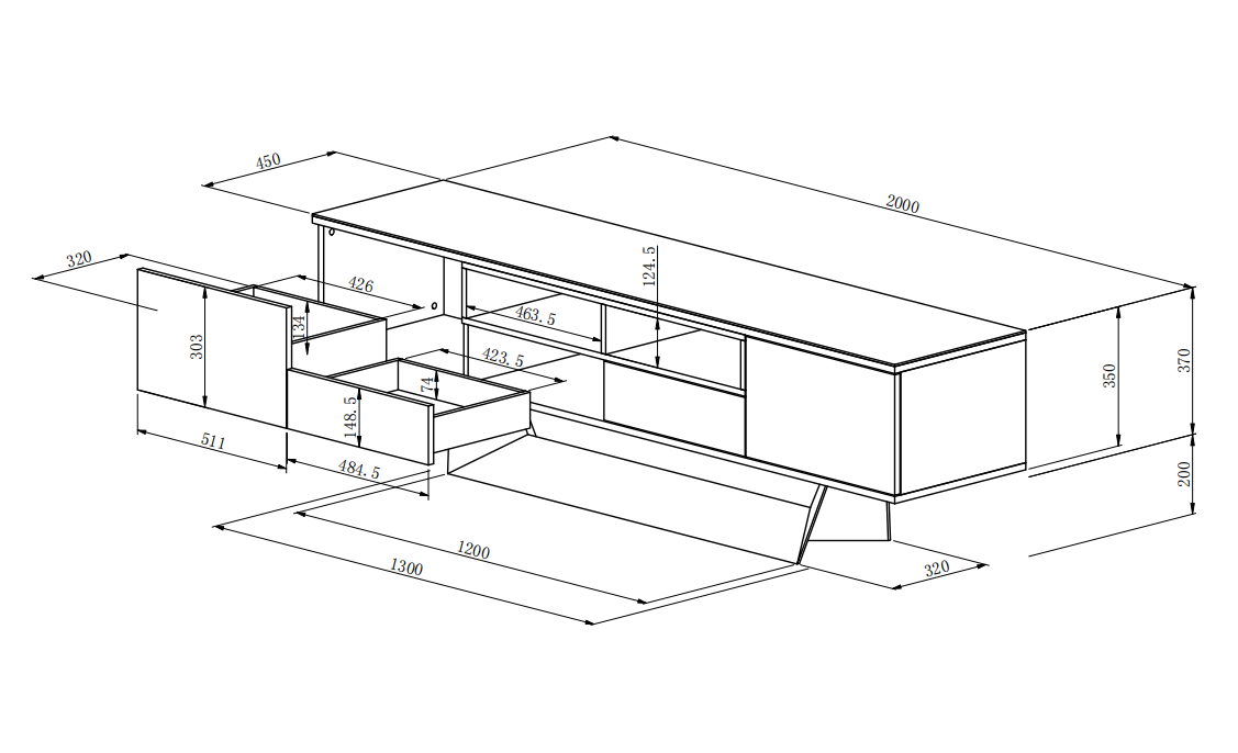 Symphony TV-Unit Marmo Ceramic / White MDF