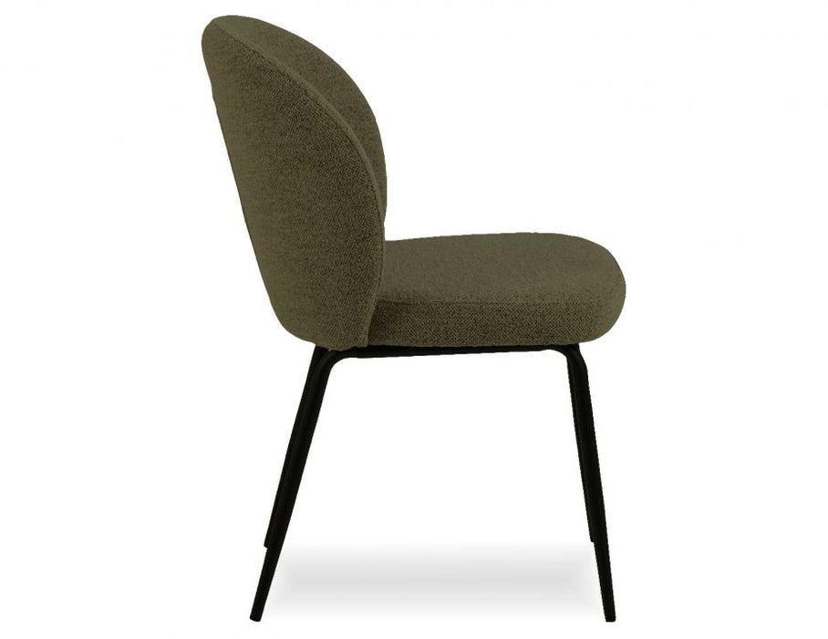 Iris Dining Chair - Black Legs - Forest Green Fabric