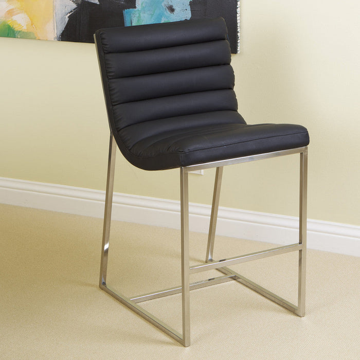 Auburn Modern Leather Bar Chair Bar Stool In Black