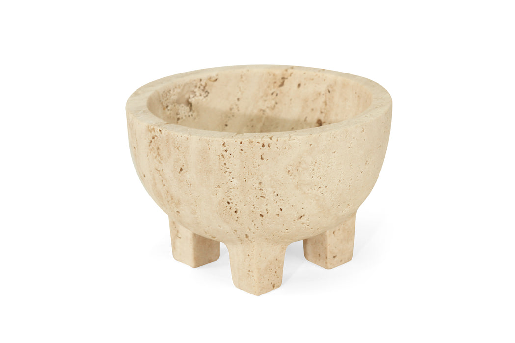 Jillian Four Leg Bowl - Travertine - White