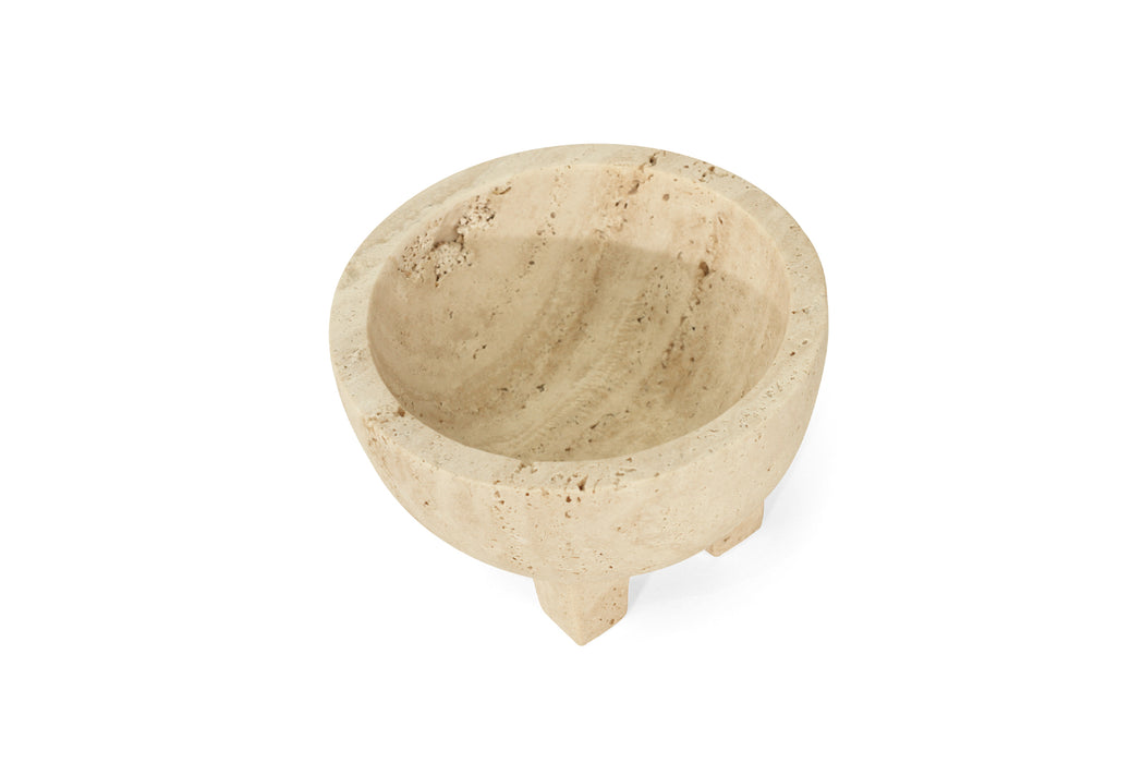 Jillian Four Leg Bowl - Travertine - White