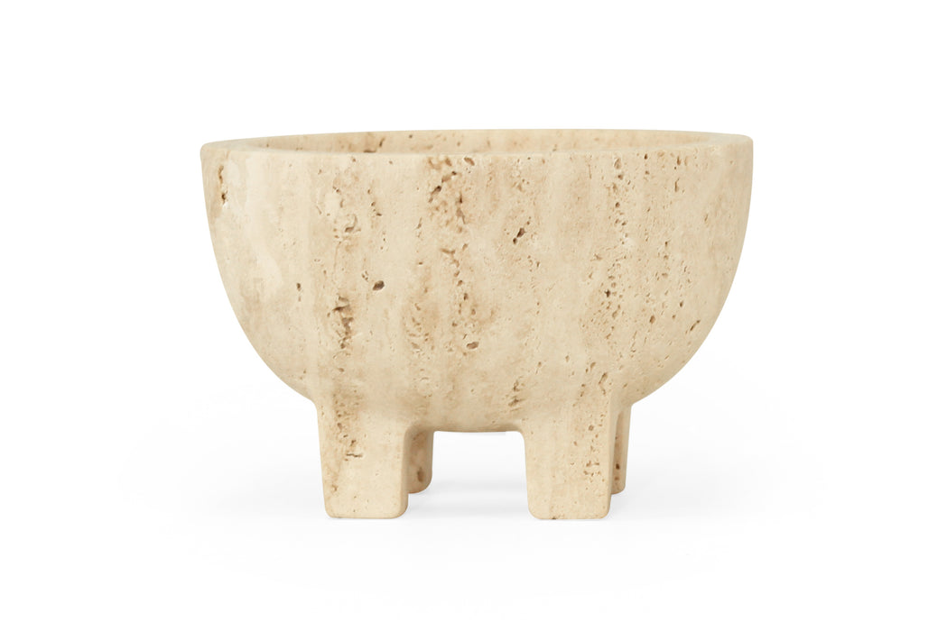Jillian Four Leg Bowl - Travertine - White