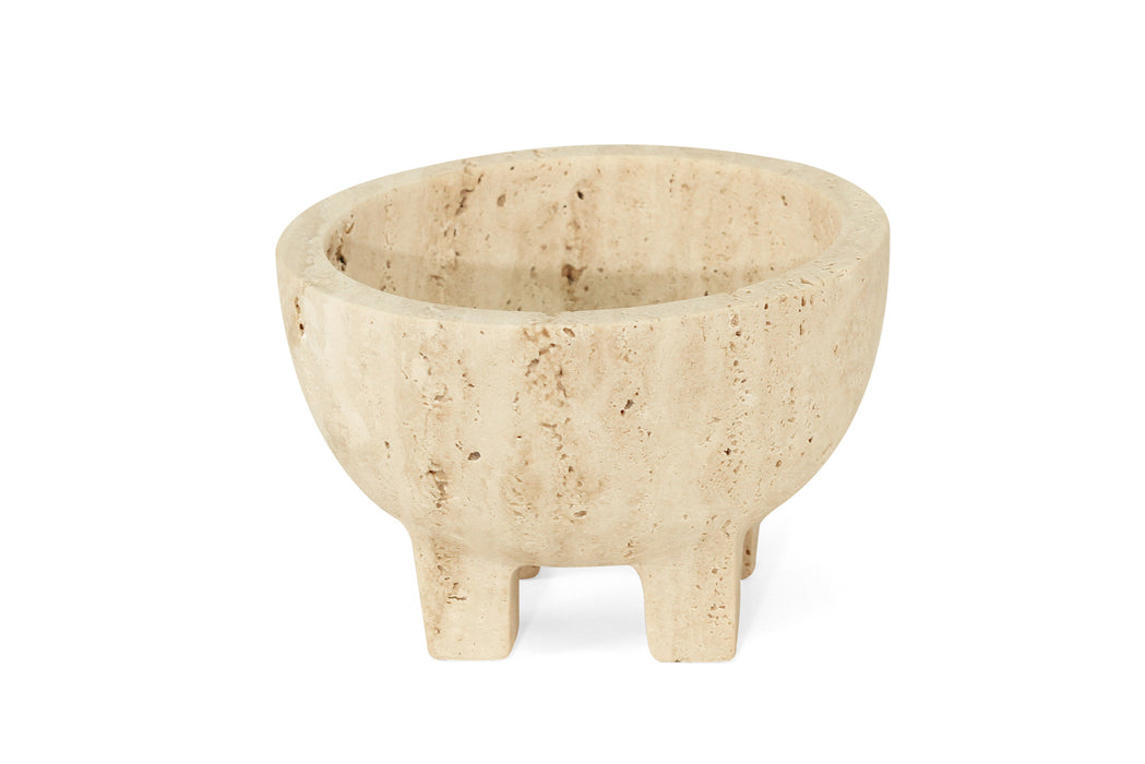 Jillian Four Leg Bowl - Travertine - White